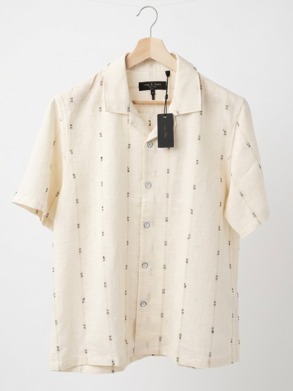 NWT Rag & Bone Avery Embroidered Linen Shirt – White Remi Stripe